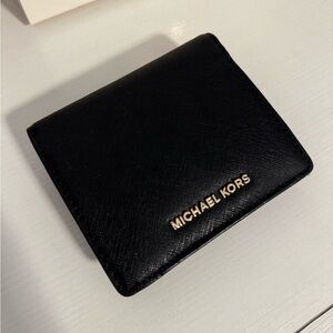 Michael Kors Black Card Holder with Gold Logo